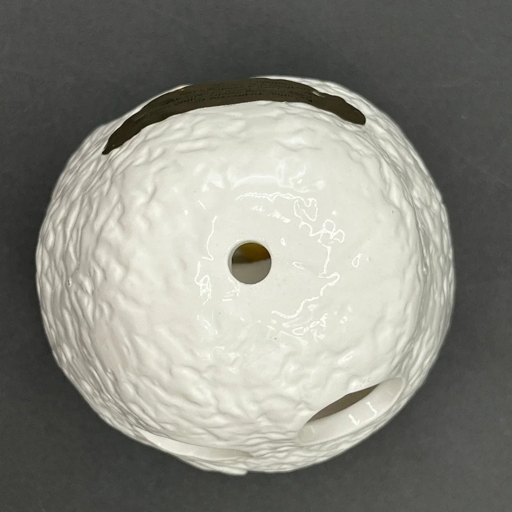 Vtg White Textured Ceramic Ghost Tealight Candle Holder Halloween 5